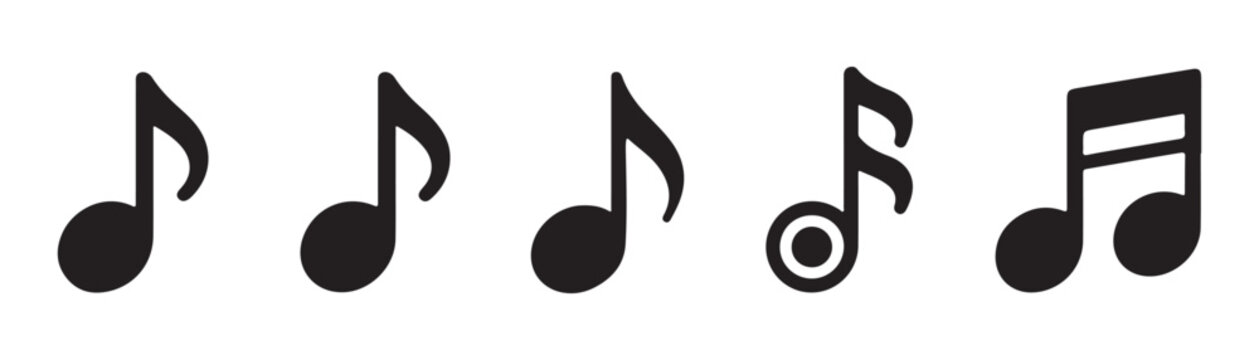 Set of music note icon in flat style. musical symbol vector illustration on transparent background.