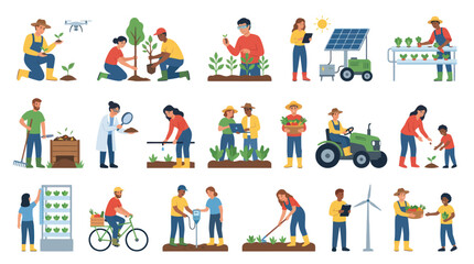 Fototapeta premium Flat Illustration of Farming and Agriculture Technology - Organic Food Production
