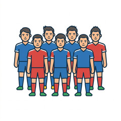 Fototapeta premium Group of Diverse Football Players Standing Together in Uniforms.