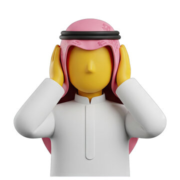 3D Render of a Man Covering His Ears