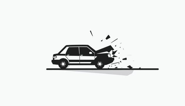 Damaged Car Crash Vehicle Accident Scene.