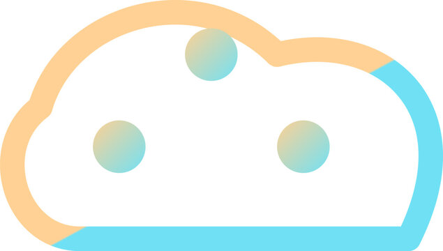 Minimalist flat design cloud icon internal circular nodes representing data storage and computing network illustration