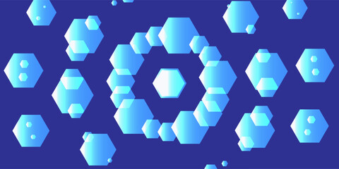 Hexagon abstract background. Blue geometric gradient shape glowing. Digital hi tech technology vector illustration. © H