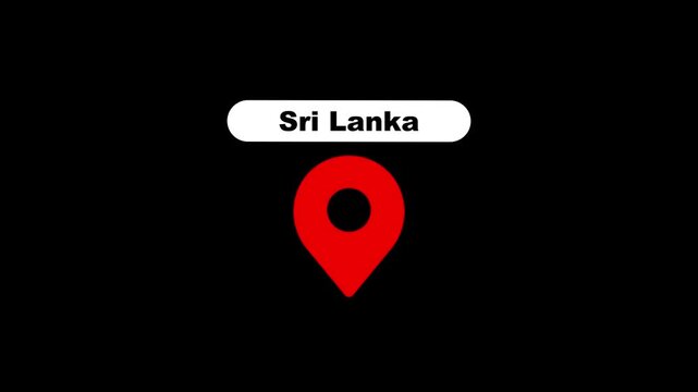 Sri lanka location pin animation on black background, for travel and, mapping projects marker