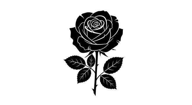 Black Rose Vector Silhouette Illustration
