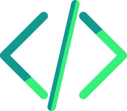 Modern green and teal programming code brackets symbol for software development and web design projects illustration
