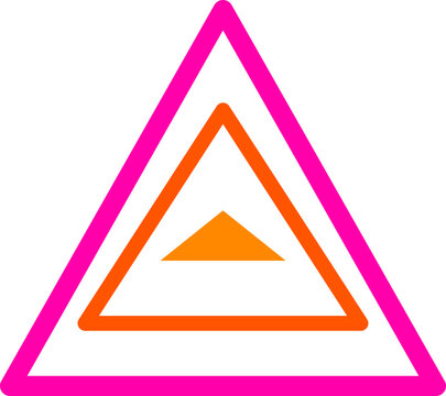 Vibrant modern graphic featuring nested magenta and orange equilateral triangles isolated on a white illustration