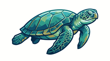 Naklejka premium Detailed Illustration of a Sea Turtle Swimming in Ocean.