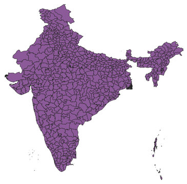State Map, India &ndash; Editable Vector Outline with District Boundaries, SVG, PDF