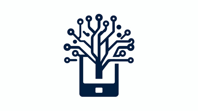 Smartphone circuit tree technology logo icon