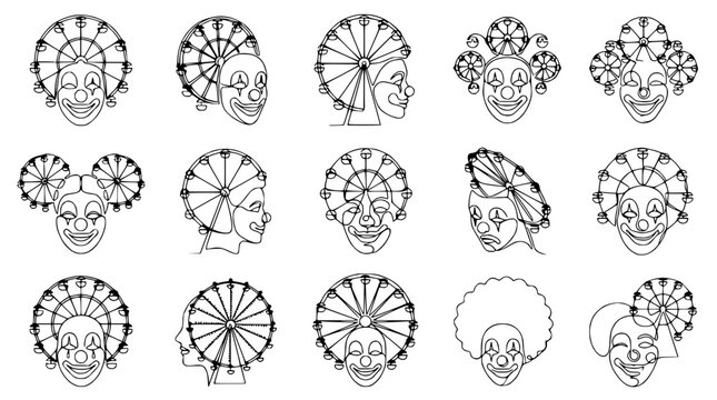 Clown Face Collection Vector Art