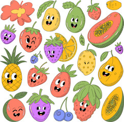 Fototapeta premium Happy cartoon fruit characters collection vector