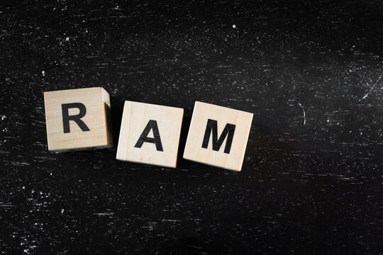 Wooden Block words on black background.