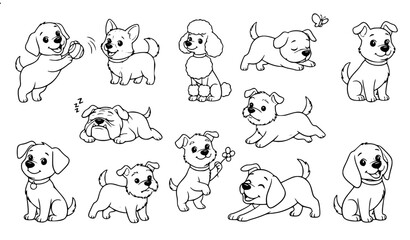 Fototapeta premium Adorable dog cartoon design series vector illustration