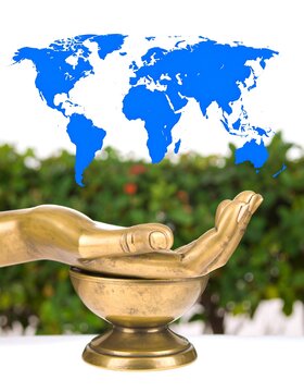 World held in hand, serene image