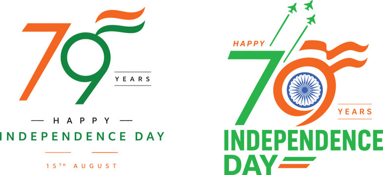 Happy indian independence day celebration background with 79 years anniversary logo design