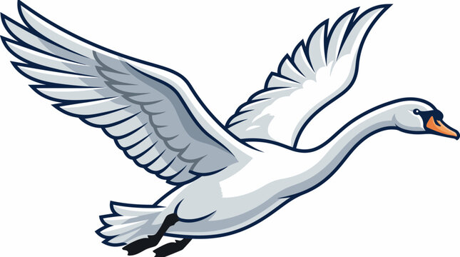 Elegant Swirling Swan in Flight with Outstretched Wings.