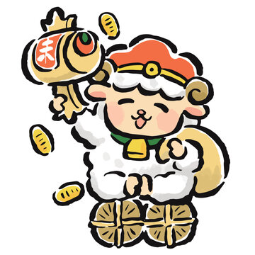 大黒天の姿をした干支の未（羊）