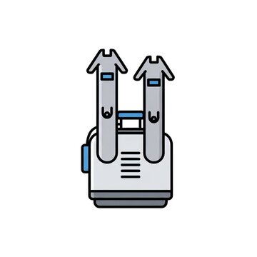 Boot dryer icon, flat style a portable electric device for drying shoes and boots with two heating nozzles isolated on white background