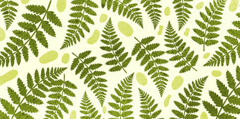 Detailed green fern foliage frond seamless nature pattern backdrop © foxndeer