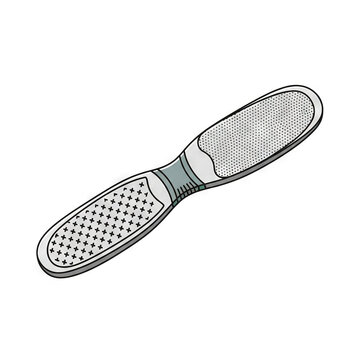 Illustration of a doublesided foot file for pedicure, featuring a coarse abrasive surface for removing calluses and a finer side for smoothing skin, professional foot care tool