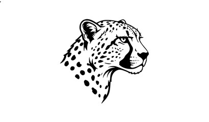 Minimalist cheetah head silhouette vector illustration © Fagun