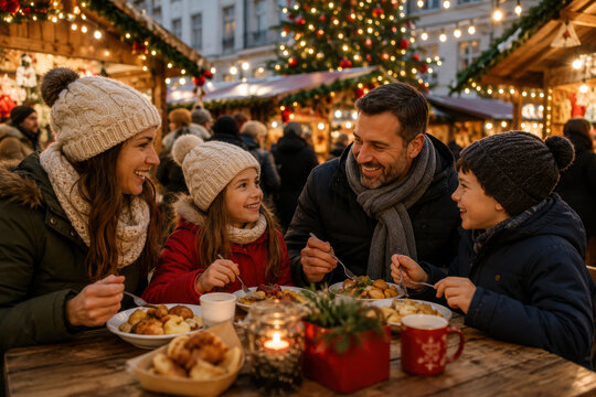 group of happy people celebrating at a christmas party in a festive office setting with decorations and lights, captured in a warm and lively holiday atmosphere