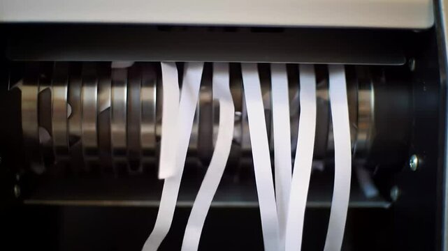 Detailed close up of industrial paper shredder blades.