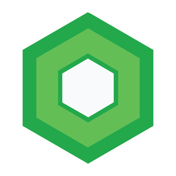 Nested green hexagon icon on transparent background