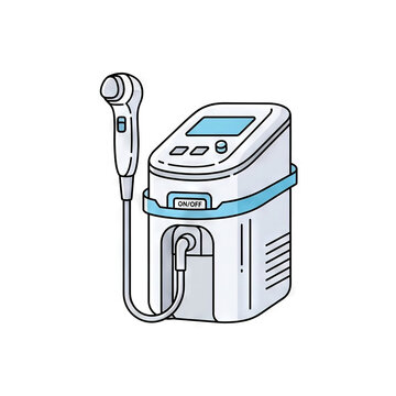 Professional ultrasound therapy device for physical therapy, aesthetic medicine, and skin rejuvenation treatments, medical equipment for professional use, vector illustration