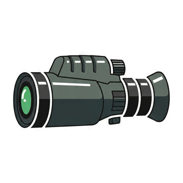 Monocular telescope vector illustration, handheld optical device for bird watching, hunting, and outdoor observation, flat design icon isolated on white background