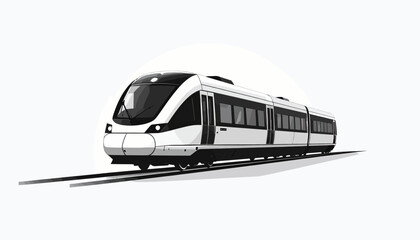 Modern Electric Train on Railway Tracks. © Undangan