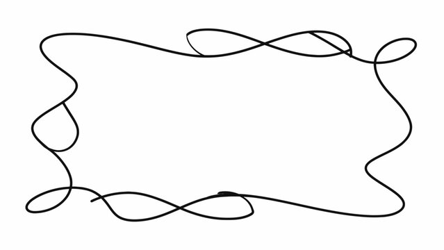 Minimalist Hand-Drawn Continuous Line Doodle Border Frame on White Background