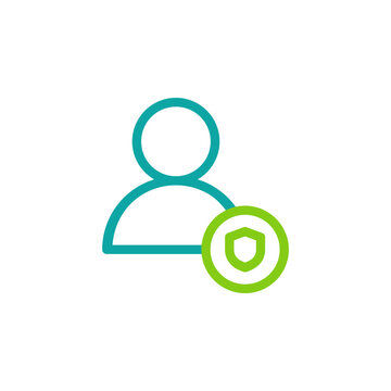 Admin icon with dual tone outline style, green symbol for administrator account