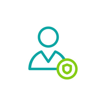 Admin icon with dual tone outline style, green symbol for administrator account
