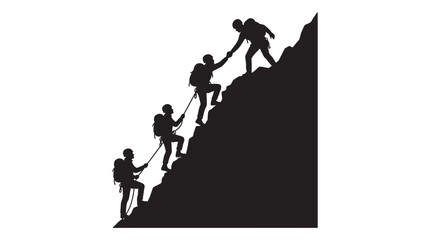Climbers Helping Each Other Up A Mountain Black Silhouette © Layla