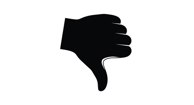 Thumbs down hand silhouette on a white background