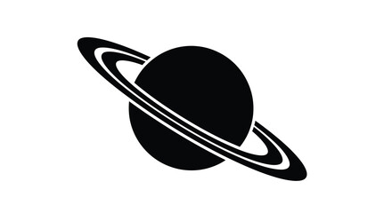 Saturn Silhouette With Rings On White Background © Tamim