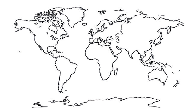 World Map Outline - Blank Continents and Oceans for Design