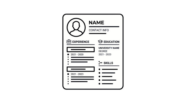 Resume Template Icon - Clean Design for Job Applications and CVs