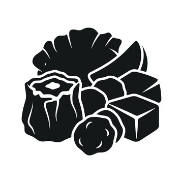 Dim Sum Food Icons Black Silhouette