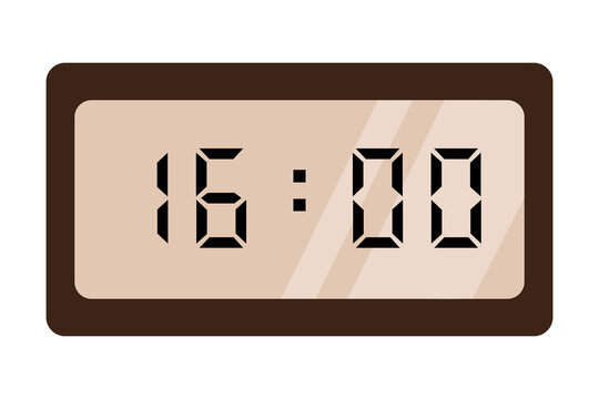 brown digital clock on white background shows 16:00