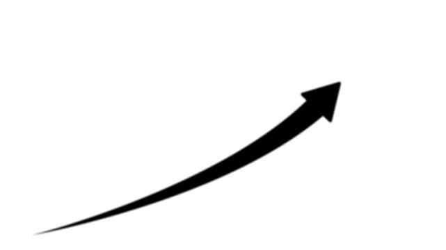 Black color arrow rising transparent channel. Abstract arrow growth chart of economy icon black color animated down to up arrow animation, on a white background, direction animation,with.