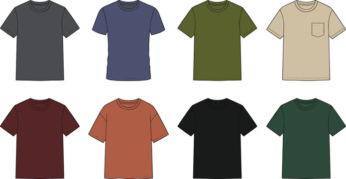 Collection of womens athletic t shirts and workout tank tops vector technical sketches including fitness crop top