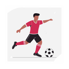 Obraz premium Flat design illustration of a soccer player kicking a ball
