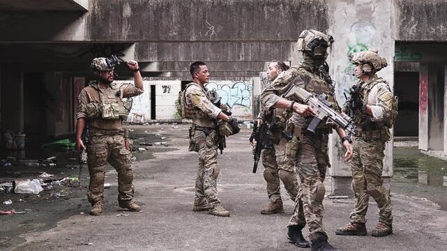 Squad Displaying Readiness in Urban AO