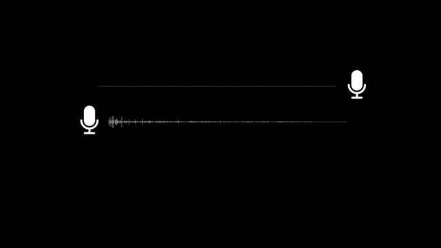 Minimalist audio waveform animation with microphone for podcast and voice recording concepts sound frequency