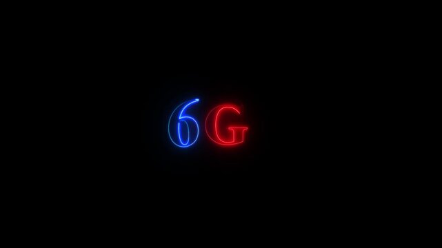 6 g network technology neon sign glowing animation for telecommunications and digital connectivity concepts
