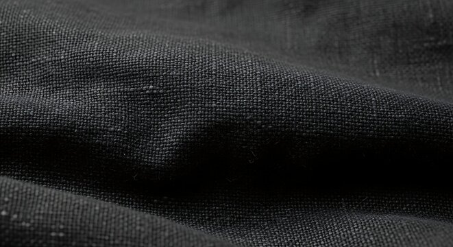A close-up view of a dark-colored fabric with visible texture and folds