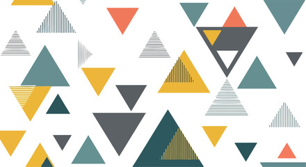 Modern geometric triangle pattern, abstract scandinavian style background with colorful triangles, minimalist vector illustration for textile and wallpaper © Qarshi Stock